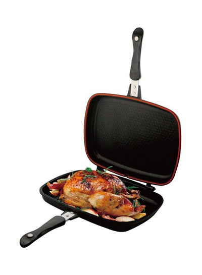 Buy Non-Stick Double Grill Pan Black 36cm in Saudi Arabia