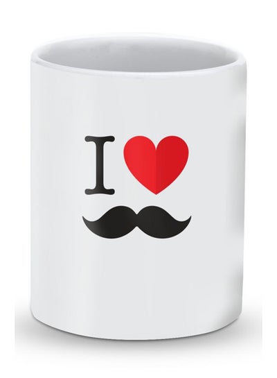 Buy Premium I Love Moustashe Designer Mug White in UAE