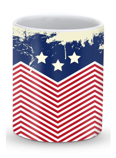 Buy Premium Stars And Stripes Designer Mug Red/Blue/White in UAE