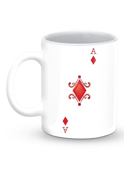 Buy Premium Ace Of Diamonds Designer Mug White/Red 325ml in UAE