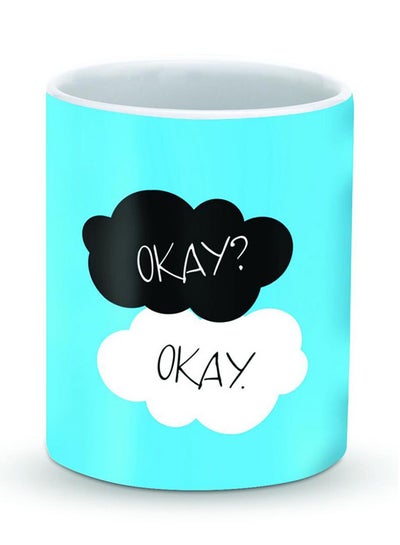 Buy Premium Okay Okay Designer Mug Blue/Black/White in UAE