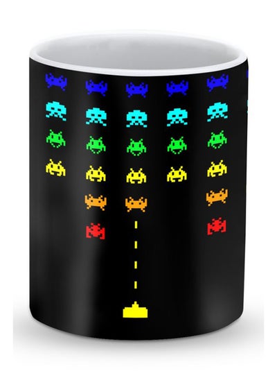 Buy Premium Space Invader Designer Mug Black/Yellow/Red in UAE