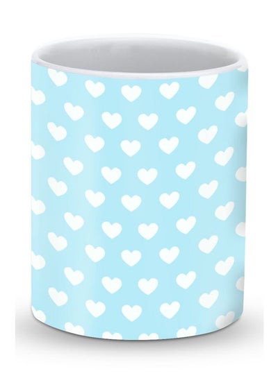 Buy Premium Baby Blue Hearts Designer Mug Blue/White in UAE