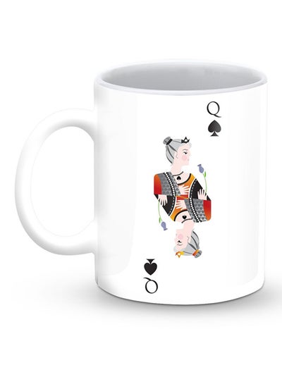 Buy Premium Queen Of Spades Designer Mug White/Black in UAE