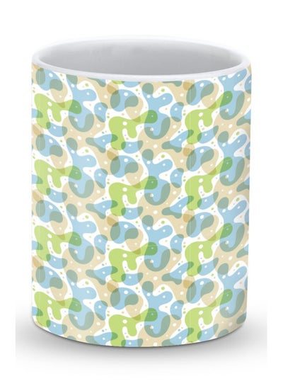 Buy Premium Floating Ameoba Designer Mug Beige/Blue/Green in UAE