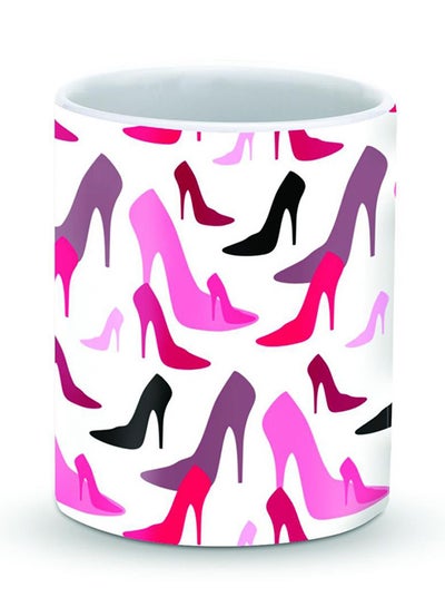 Buy Premium Hot Heels Designer Mug White/Pink/Black 325ml in UAE