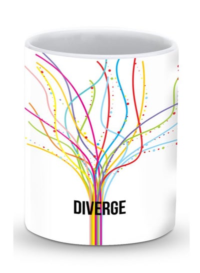 Buy Premium Diverge White Designer Mug White/Yellow/Red in UAE