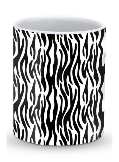 Buy Premium Zebra Stripes Designer Mug Black/White 325ml in UAE