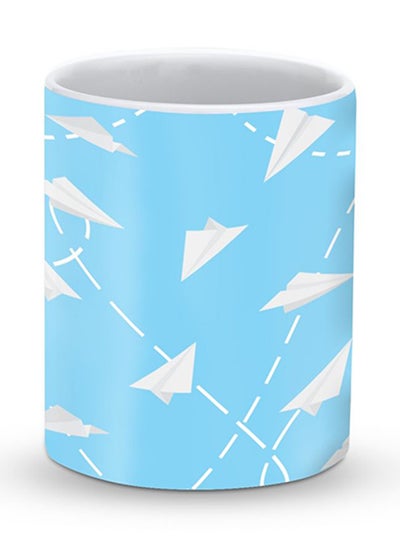 Buy Premium Paper Planes Designer Mug Blue/White in UAE