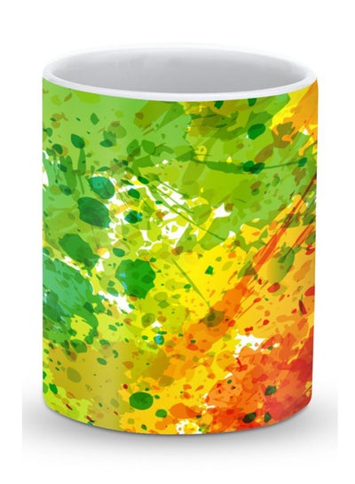 Buy Premium Tropical Splash Designer Mug Green/Yellow/Red in UAE