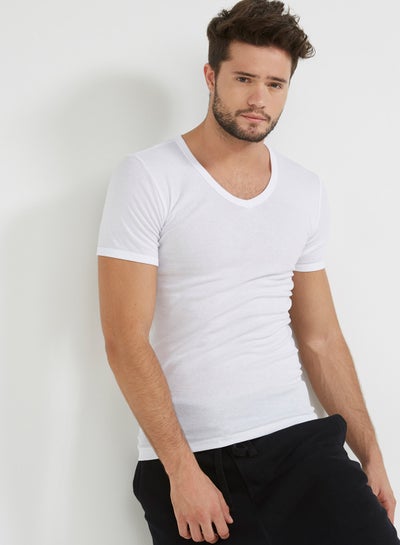 V Neck Short Sleeve Inner T-Shirt White price in UAE | Noon UAE | kanbkam