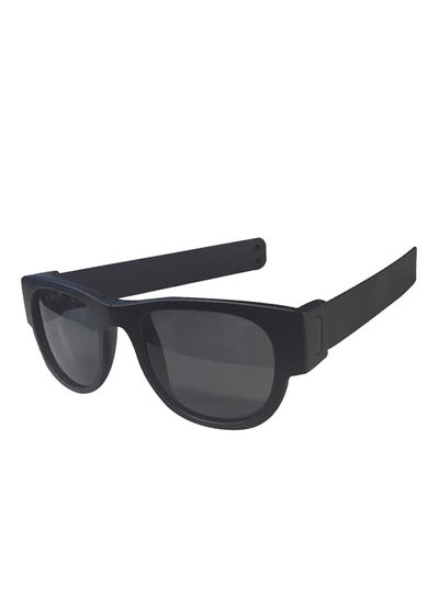 Buy Folding Sunglasses, UV400 Protection, Trendy Design for Men & Women, Ultralight & Easy to Carry Foldable Sunglasses, Wrist Slapping Sunglasses that never fall off, Black Frame, Black Slap, Plain Lens in UAE