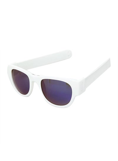 Buy Folding Sunglasses, UV400 Protection, Trendy Design for Men & Women, Ultralight & Easy to Carry Foldable Sunglasses, Wrist Slapping Sunglasses that never fall off, White Frame, White Slap , Blue Lens in UAE