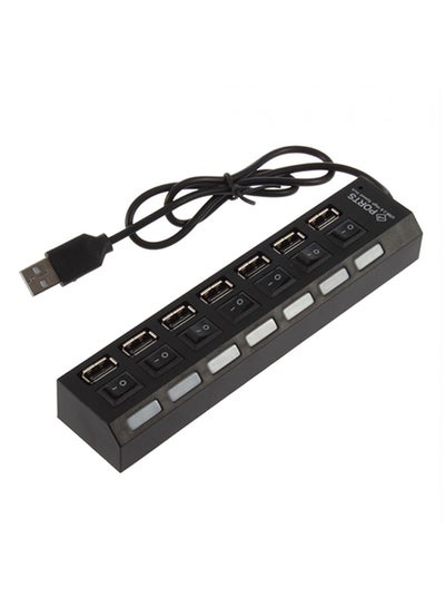 Buy 7-Port LED USB Hub Black in UAE