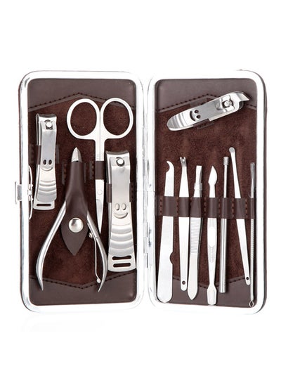 Buy 12-Piece Nail Clippers Manicure And Pedicure Set Silver in Saudi Arabia
