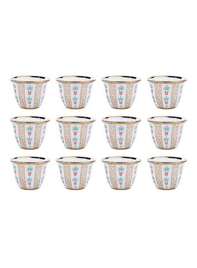 Buy 12-Piece Arabic Coffee Cup Set White/Gold in Saudi Arabia