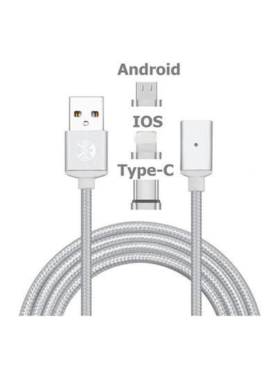 اشتري كابل شحن مغناطيسي 3 في 1 فضي في السعودية