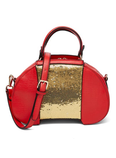 Buy Faux Leather Crossbody Bag Red in Saudi Arabia