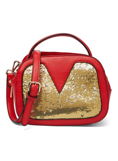 Buy Faux Leather Crossbody Bag Red in Saudi Arabia