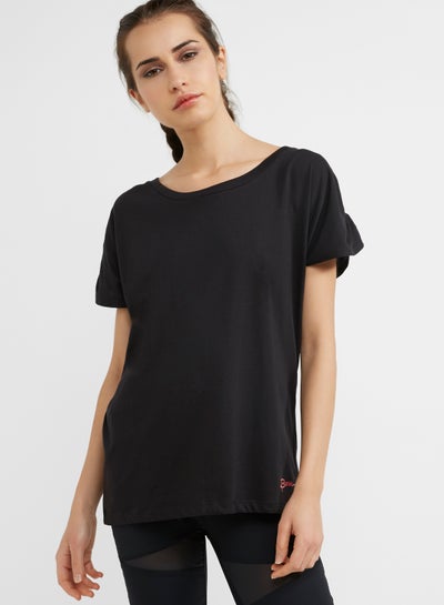 Buy Short Sleeve Slouchy Top Black in UAE