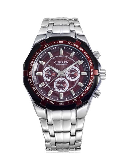 Buy Men's Water Resistant Analog Wrist Watch 8084 - 43 mm -Silver in UAE