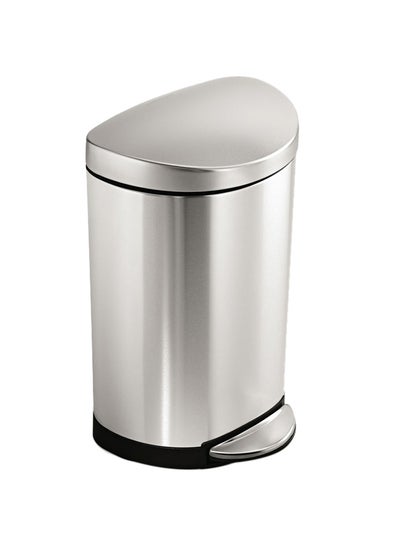 Buy Brushed Stainless Steel Semi Round Bin Silver 10Liters in UAE