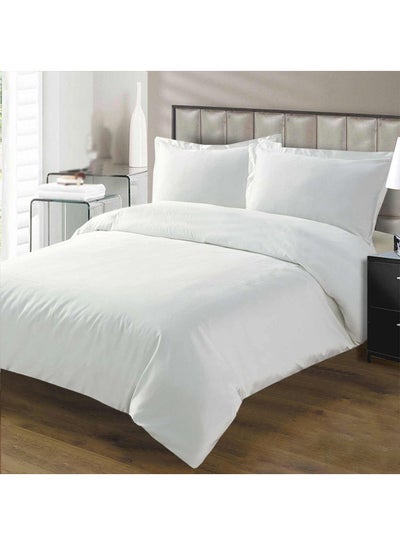 Buy 3-Piece Light Reversible Duvet Set Cotton White King in UAE