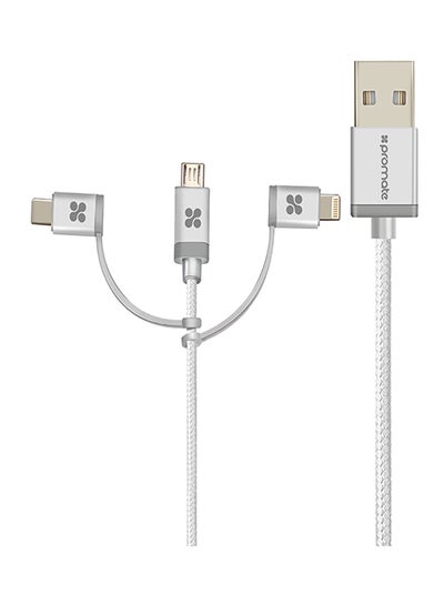 اشتري كابل USB-C Type C ومايكرو USB وكابل Lightning أبل ماي فاي 3 في 1 بثلاثة رؤوس للشحن ونقل البيانات لأجهزة أندرويد المزودة بمنفذ Type C ويونيلينك تريو Silver في الامارات