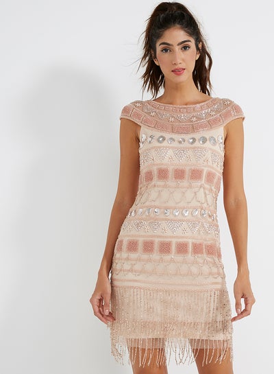 blush flapper dress