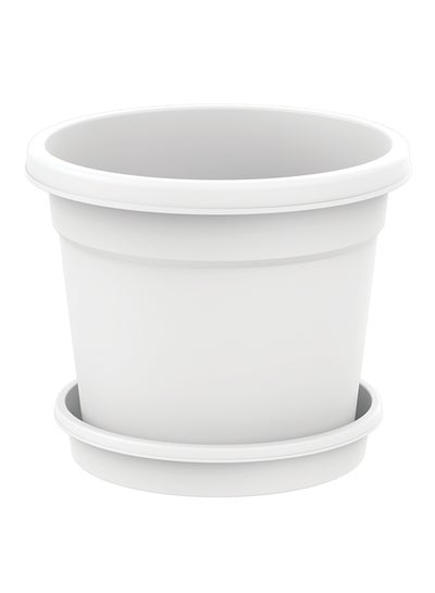 Buy 12" Round Flowerpot with Tray White in Saudi Arabia