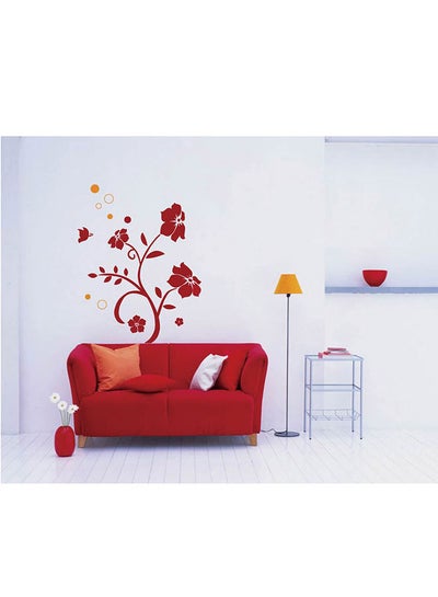 Buy Red Floral Wall Stickers Home Decoration Diy Removable Wall Decals For Living Room Bedroom Medium Sta-173 Red 50x70cm in UAE