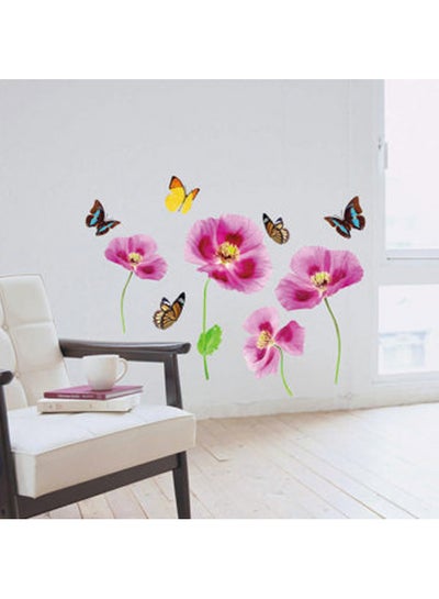 Buy Butterflies And Purple Tulips Wall Stickers Home Decoration Diy Removable Wall Decals For Living Room Bedroom Medium Sta-160 Multicolour 50x70cm in UAE