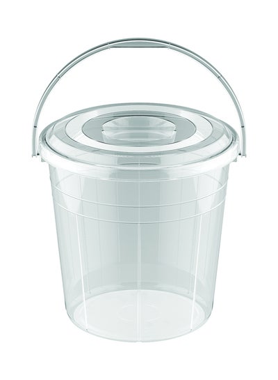Buy 15-Liter Round Plastic Bucket With Steel Handle Transparent in UAE