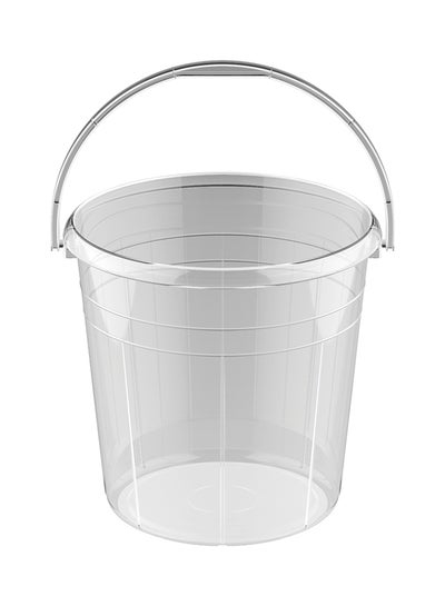 Buy 20-Liter Round Plastic Bucket With Handle Transparent in UAE