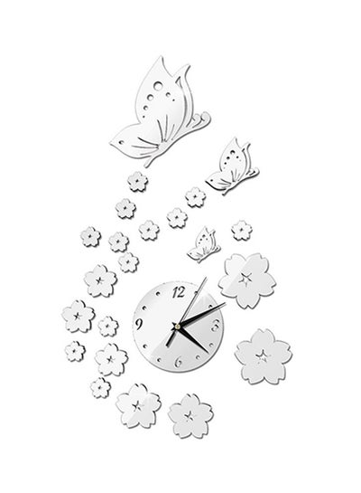 Buy Mirror 3D Clock CA005 Wall Stickers Silver in Saudi Arabia