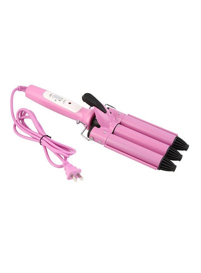 Buy 3 Barrel Triple Barrel Ceramic Hair Curling Iron Pink 25mm in UAE