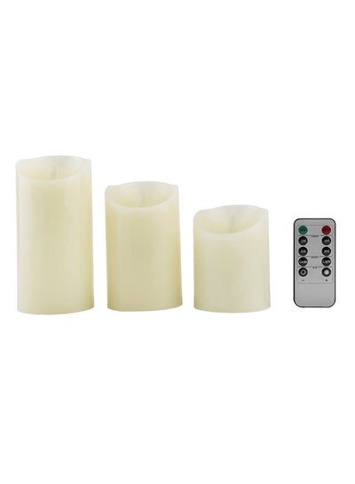 Buy 3-Piece Flickering Flameless LED Tea Candle Light Set White in Saudi Arabia