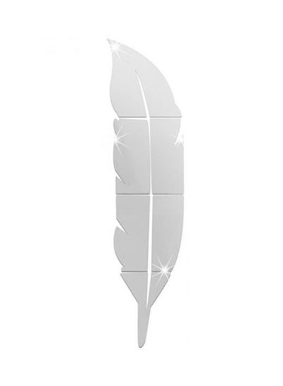 Buy Beautiful Feather Shape 3D Mirror Wall Sticker White 180x10x70ml in UAE