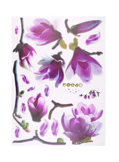 Buy Magnolia Pattern Removable Wall Sticker Multicolour in UAE