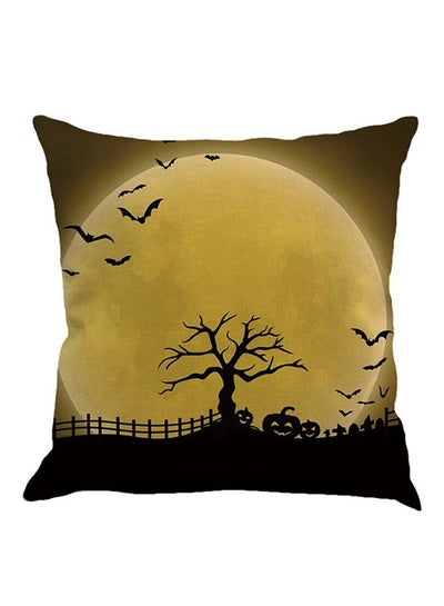 Buy Halloween Withered Tree Printed Pillow Case Yellow in UAE