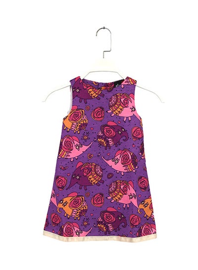 Buy Evelyn Printed Dress Purple in UAE