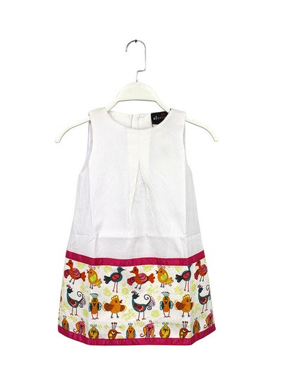 Buy Sleeveless Printed Dress White in UAE