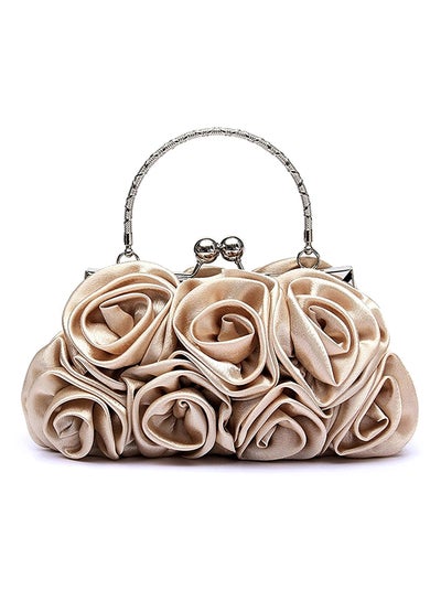 Buy Rose Flower Pattern Clutch Beige in Saudi Arabia