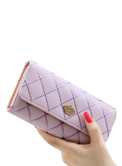 Buy Faux Leather Quilted Clutch Purple in UAE