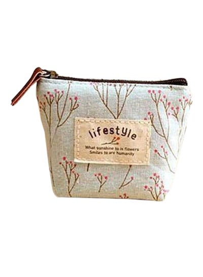 Buy Floral Pattern Canvas Coin Purse White in UAE