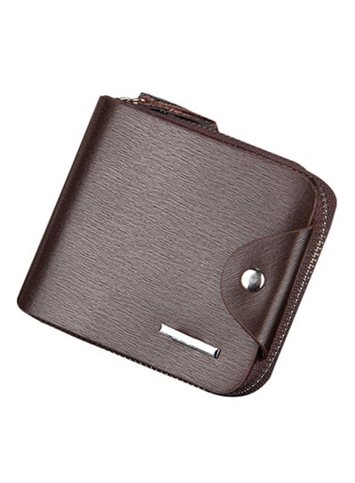 Buy Zipper Bi-Fold Wallet Brown in Saudi Arabia