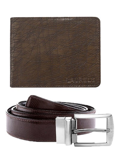 Buy Wallet And Belt Gift Set Brown in UAE