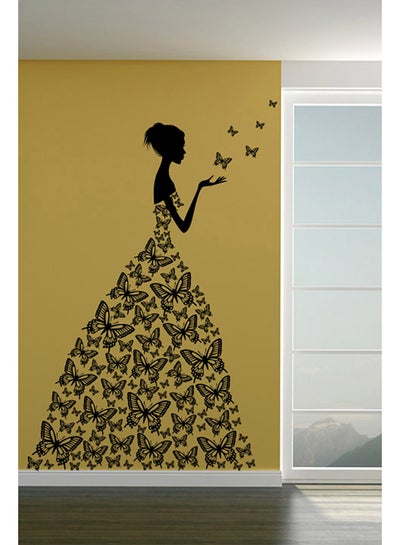 Buy Butterfly Lady Wall Sticker Art Decal Black 60x88centimeter in UAE