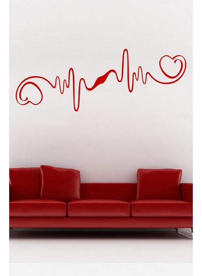 Buy Waving Heart Lines Wall Sticker Art Decal Red 100x36cm in UAE