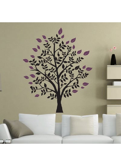 Buy Tree Surrounded By Leaves Wall Decal Black/Purple 60x72cm in UAE